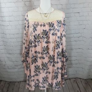 Nwot Floral Swing Dress with bell Sleeves